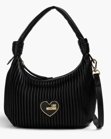Pleated Faux Textured Leather Shoulder Bag